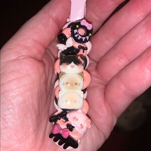 Cute Pink and Black kitty cat Hair Clip